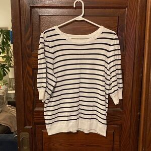 Marled White Sweater with Black Stripes
